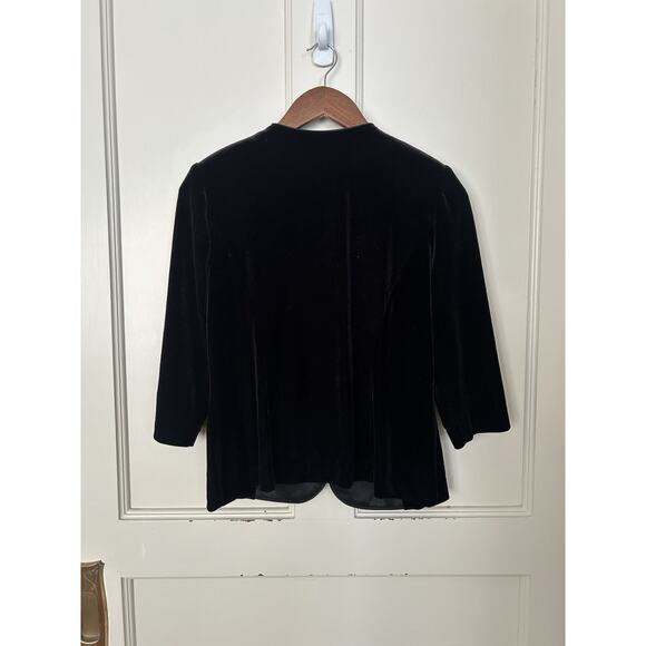 Alex Evenings Pearl Rhinestone Velvet Blazer Womens Size MP Black Classic Event - Picture 2 of 6